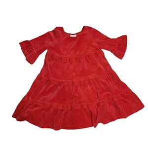 Hanna Andersson 110 / 5 Red Love to Twirl Velour Tiered Dress